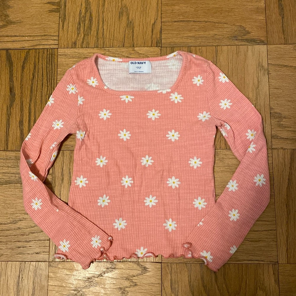 Kids lettuce hem long sleeve shirt